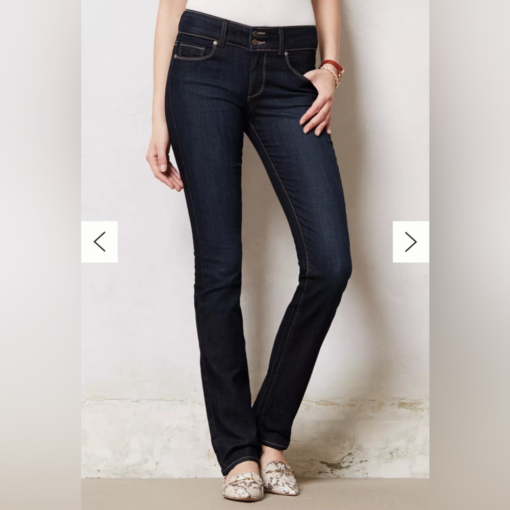 PAIGE Blue Hidden Hills Straight Leg Jeans Double Button Dark Wash size 29 EUC